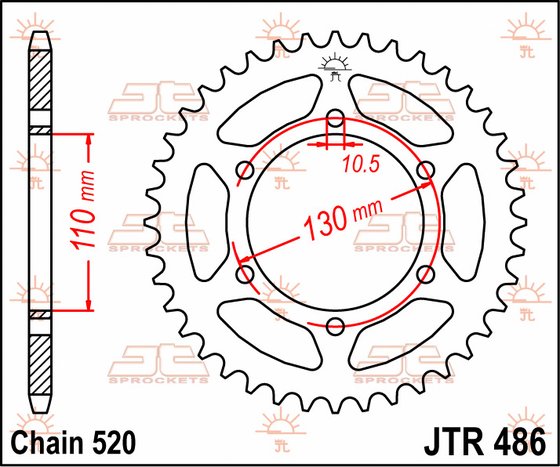 ER 5 TWISTER (1997 - 2006) rear sprocket 42 tooth pitch 520 jtr48642 | JT Sprockets