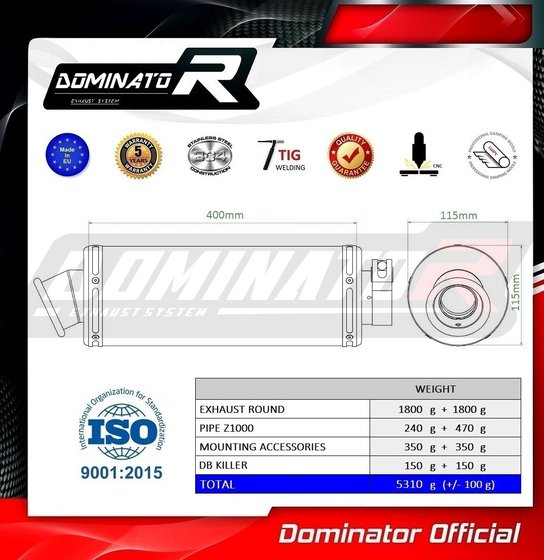 Z 1000 (2007 - 2009) homologated exhaust silencer round | Dominator