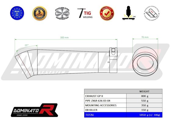 ZX 6R NINJA (2003 - 2004) exhaust silencer gp2 | Dominator