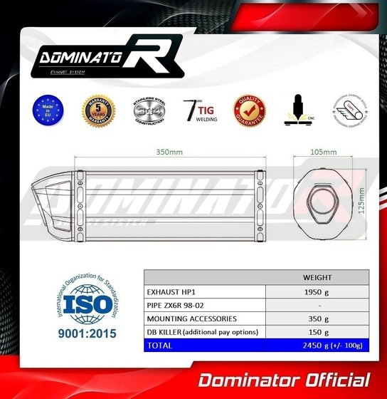 ZX 6R NINJA (1998 - 2002) exhaust silencer hp1 | Dominator