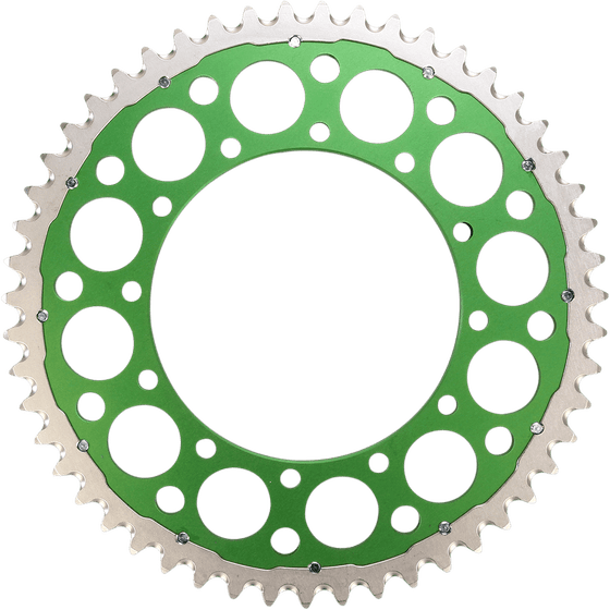 KLX 250 S (2006 - 2015) rear steel sprocket - 51 teeth green | RENTHAL