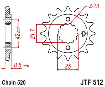 ER 5 TWISTER (1997 - 2006) front sprocket 16tooth pitch 520 jtf51216 | JT Sprockets