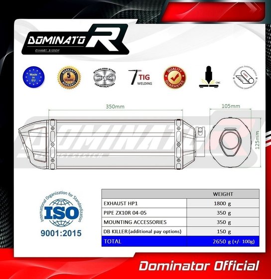 ZX 10R NINJA (2004 - 2005) exhaust silencer hp1 | Dominator