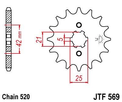 KLX 250 R (1991 - 1999) front sprocket 17tooth pitch 520 jtf56917 | JT Sprockets