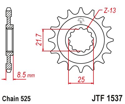 Z 1000 (2003 - 2020) front sprocket 15tooth pitch 525 jtf153715 | JT Sprockets