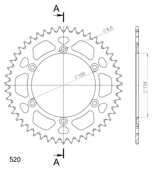 KX 500 (1987 - 2004) supersprox alu rear sprocket ka kx125/250/450 black 47 | Supersprox