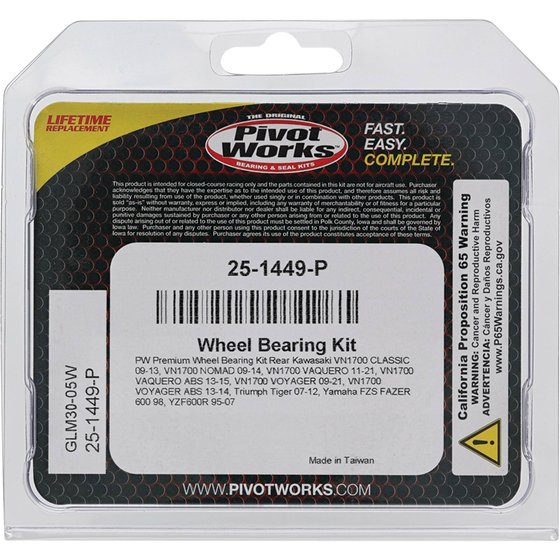 VN 1700 VULCAN VOYAGER CUSTOM (2011 - 2014) wheel bearing kit rear | All Balls