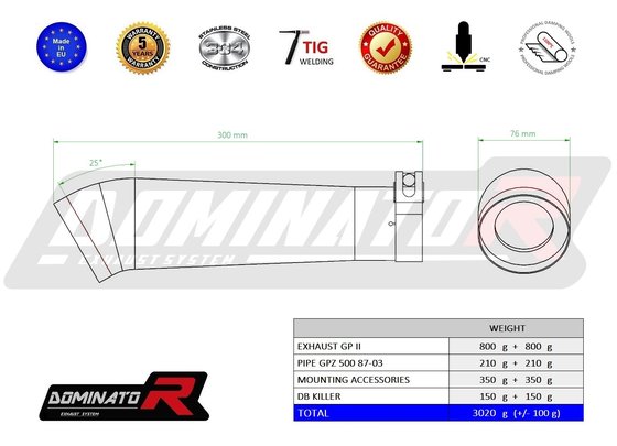 GPZ 500 S (1987 - 2003) exhaust silencer gp2 | Dominator