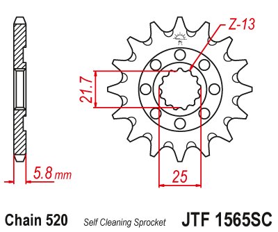 KX 450 F (2006 - 2022) lightweight self-cleaning front sprocket | JT Sprockets