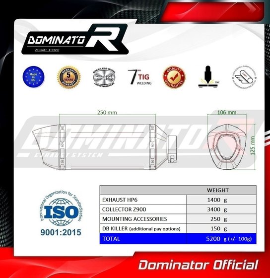 Z 900 (2020 - 2022) full exhaust system hp6 black | Dominator