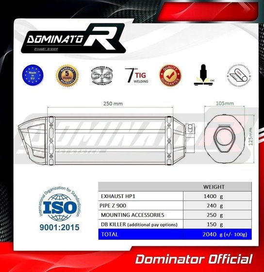 Z 900 (2020 - 2022) exhaust silencer hp1 black | Dominator