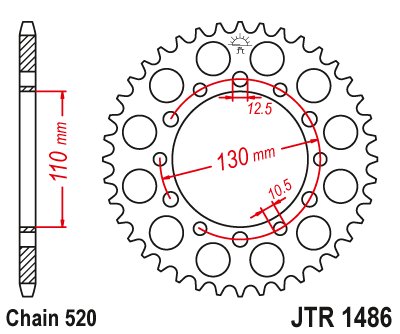 EX 250 R NINJA (1986 - 1987) steel rear sprocket | JT Sprockets