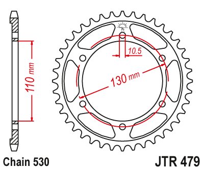 GPZ 600 R (1985 - 1989) rear sprocket 46 tooth pitch 530 jtr47946 | JT Sprockets