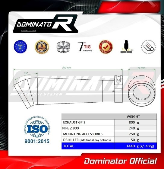 Z 900 (2017 - 2019) exhaust silencer gp2 | Dominator