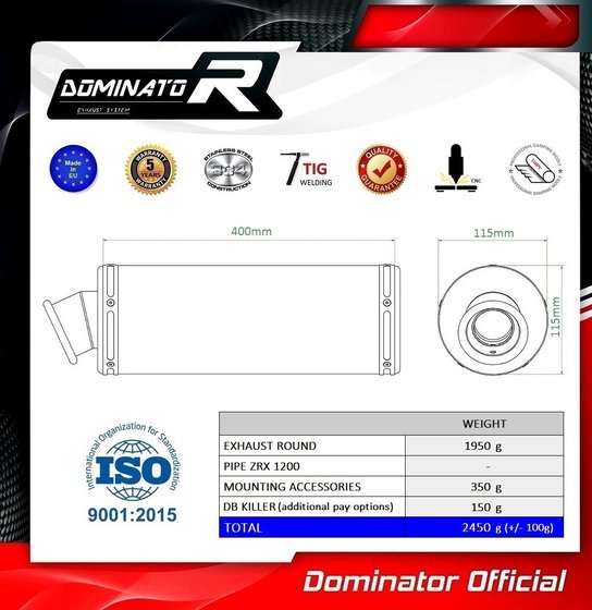 ZRX 1200 (2001 - 2007) exhaust silencer round | Dominator