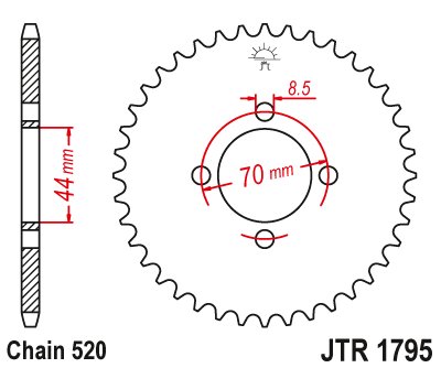 KFX 80 (2003 - 2006) rear sprocket 22 tooth pitch 520 | JT Sprockets