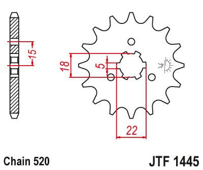 KX 125 (1994 - 2008) plieninė priekinė žvaigždutė | JT Sprockets