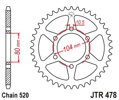 Z 750 (2004 - 2012) galinė žvaigždutė | JT Sprockets