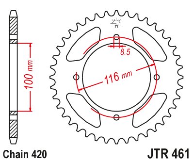 KX 100 (1987 - 2021) plieninė galinė žvaigždutė | JT Sprockets