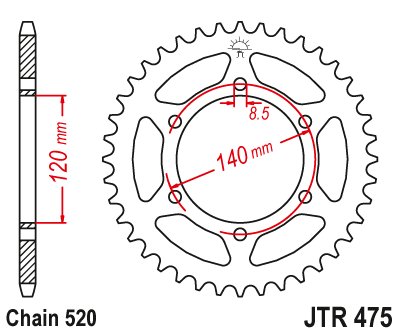 KL 250 (1979 - 1985) plieninė galinė žvaigždutė | JT Sprockets