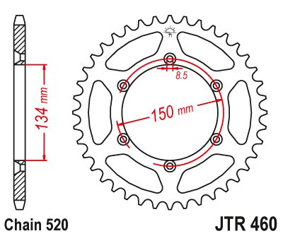 KDX 200 (1983 - 2006) galinė žvaigždutė 53 danties žingsnis 520 juoda jtr46053 | JT Sprockets