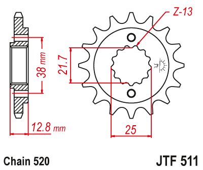 KLR 650 TENGAI (1990 - 1992) plieninė priekinė žvaigždutė | JT Sprockets