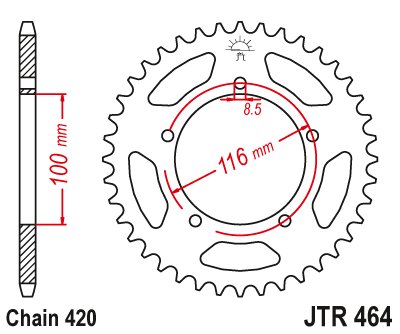 KX 60 (1983 - 2003) plieninė galinė žvaigždutė | JT Sprockets