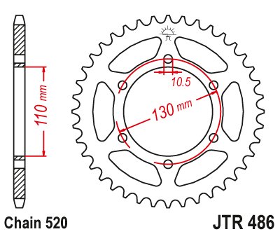 GPZ 500 S (1987 - 2009) galinė žvaigždutė 42 dantukų žingsnis 520 jtr48642 | JT Sprockets