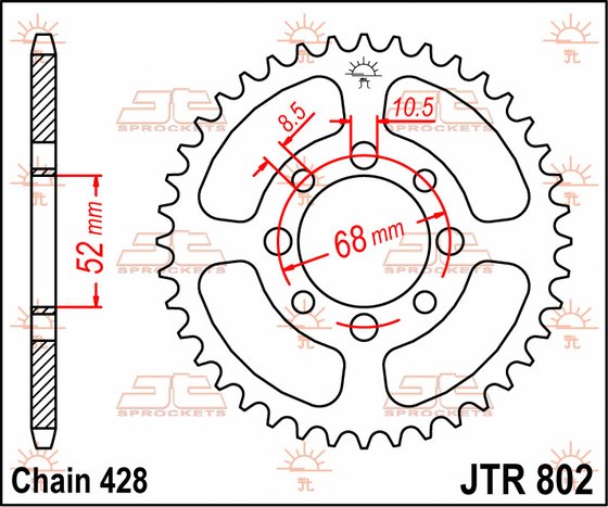 KAZE 115 R (2000 - 2015) plieninė galinė žvaigždutė | JT Sprockets