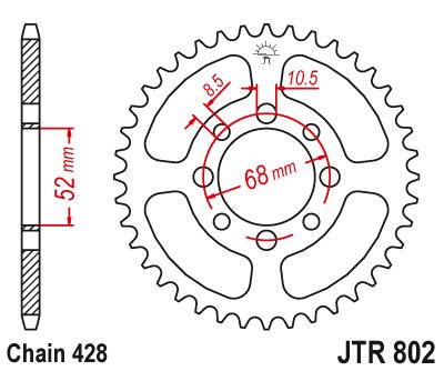 KAZE 115 R (2000 - 2015) plieninė galinė žvaigždutė | JT Sprockets