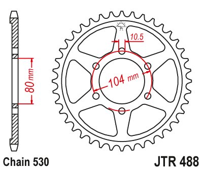 Z 550 (1980 - 1983) galinė žvaigždutė 38 danties žingsnis 530 jtr48838 | JT Sprockets