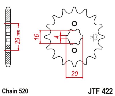 KDX 200 (1983 - 1983) plieninė priekinė žvaigždutė | JT Sprockets