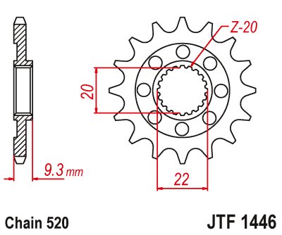 KX 250 F (2006 - 2017) plieninė priekinė žvaigždutė | JT Sprockets