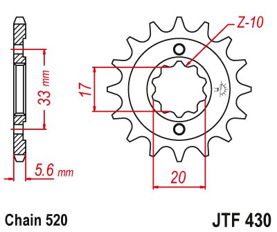 KX 250 F (2004 - 2005) plieninė priekinė žvaigždutė | JT Sprockets