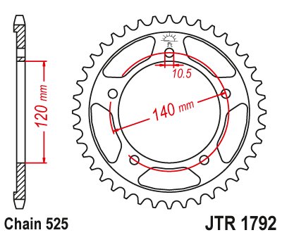 KLV 1000 (2004 - 2006) galinė žvaigždutė 42 danties žingsnis 525 jtr179242 | JT Sprockets