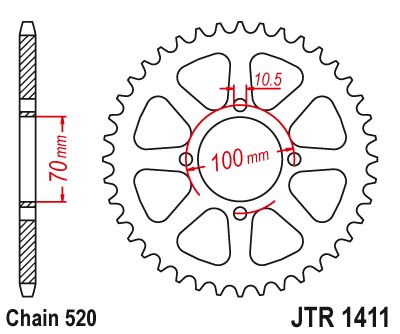 KLT 250 (1982 - 1985) plieninė galinė žvaigždutė | JT Sprockets