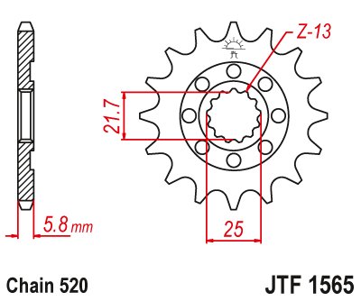 KX 450 F (2006 - 2022) plieninė priekinė žvaigždutė | JT Sprockets