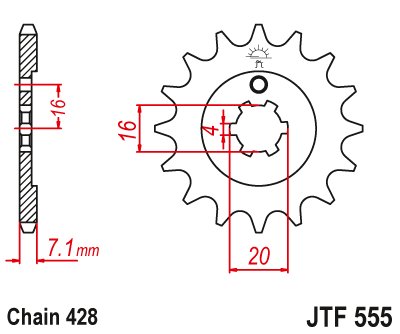 KX 65 (2000 - 2023) priekinė žvaigždutė 14 dantų žingsnis 428 jtf55514 | JT Sprockets