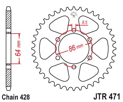 KE 175 (1976 - 1978) plieninė galinė žvaigždutė | JT Sprockets