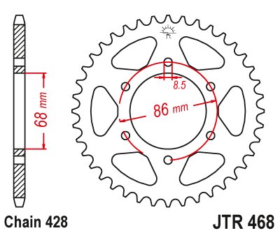 AX 125 ATHLETE (2013 - 2022) plieninė galinė žvaigždutė | JT Sprockets