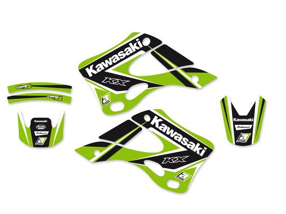 KX 250 (1999 - 2002) grafinis rinkinys su sėdynės užvalkalu kx125 99-02 | BLACKBIRD RACING