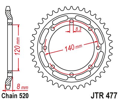 KLR 600 (1984 - 1990) plieninė galinė žvaigždutė | JT Sprockets