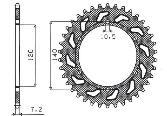 ZX 6R NINJA (1990 - 2002) galinė plieninė žvaigždutė - 38 dantys, 525 žingsnio | SUNSTAR SPROCKETS