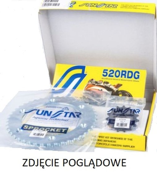 KLE 650 VERSYS (2007 - 2021) plieninis standartinis grandinės rinkinys su "x-ring" našumo atsarginių grandinių rinkiniu | SUNSTAR SPROCKETS