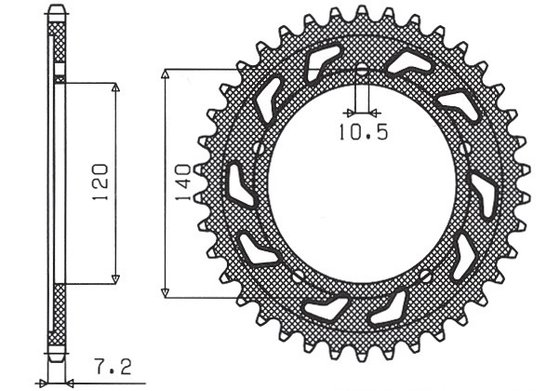 KLV 1000 (2004 - 2005) galinė plieninė žvaigždutė - 43 dantys, 525 žingsnio | SUNSTAR SPROCKETS