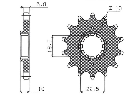 KLX 400 R (2003 - 2004) 13t 520 pitch black plieno priekinė atsarginė žvaigždutė | SUNSTAR SPROCKETS