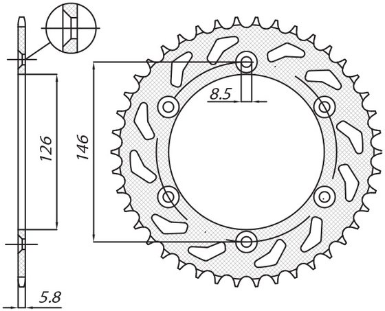 KLX 400 R (2003 - 2004) galinė plieninė žvaigždutė - 49 dantys, 520 žingsnių | SUNSTAR SPROCKETS