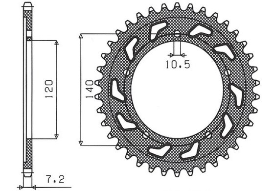 KLV 1000 (2004 - 2005) galinė plieninė žvaigždutė - 50 dantų, 525 žingsnio | SUNSTAR SPROCKETS