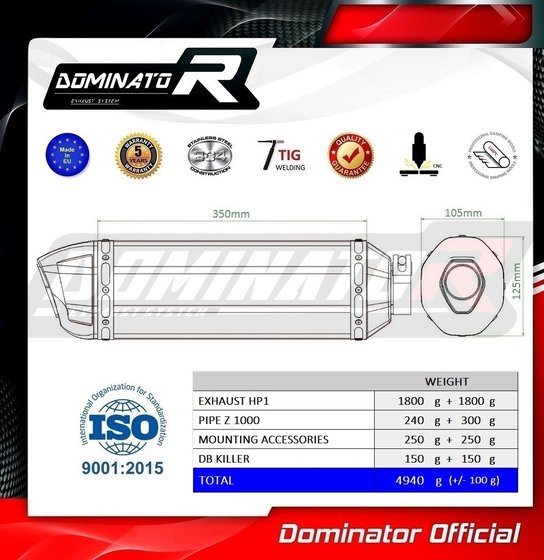 Z 1000 (2010 - 2013) homologated exhaust silencer hp1 | Dominator