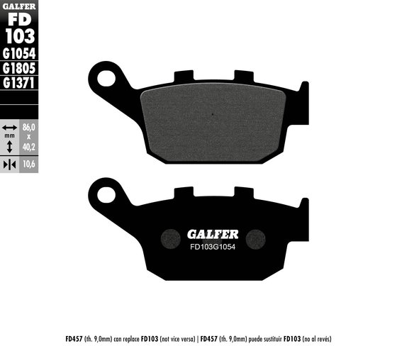 Z 650 (2017 - 2020) semi-metal brake pads for rear of hon/kaw/tri/yam | GALFER